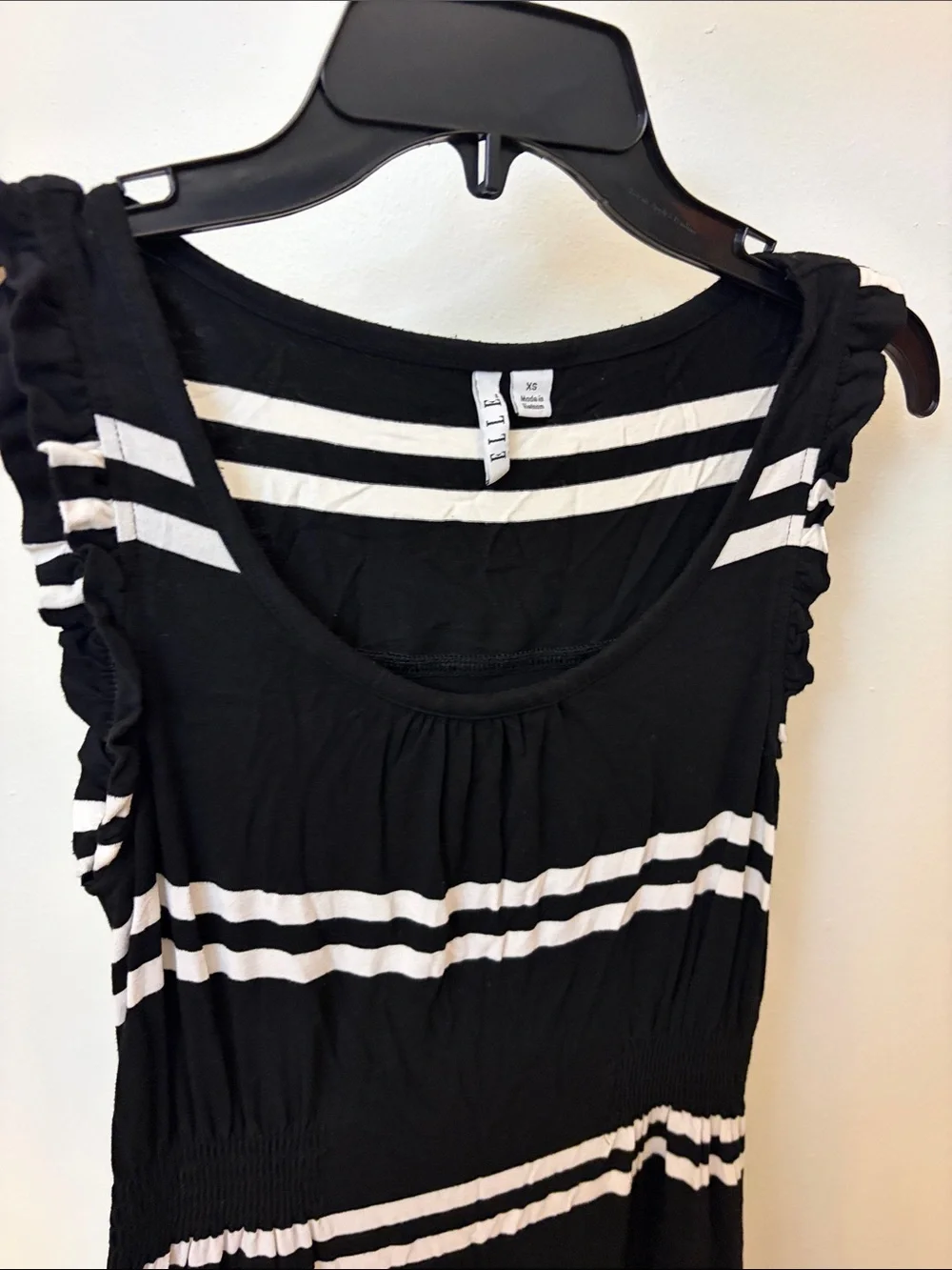 Elle Black and White Striped Sleeveless Dress